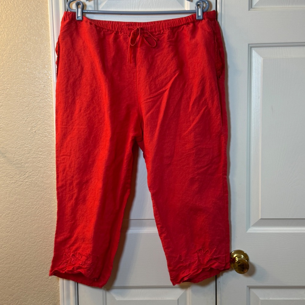 Sherry Taylor Coral Lightweight Women's Size 1X Embroidered‎ Detail and Pockets